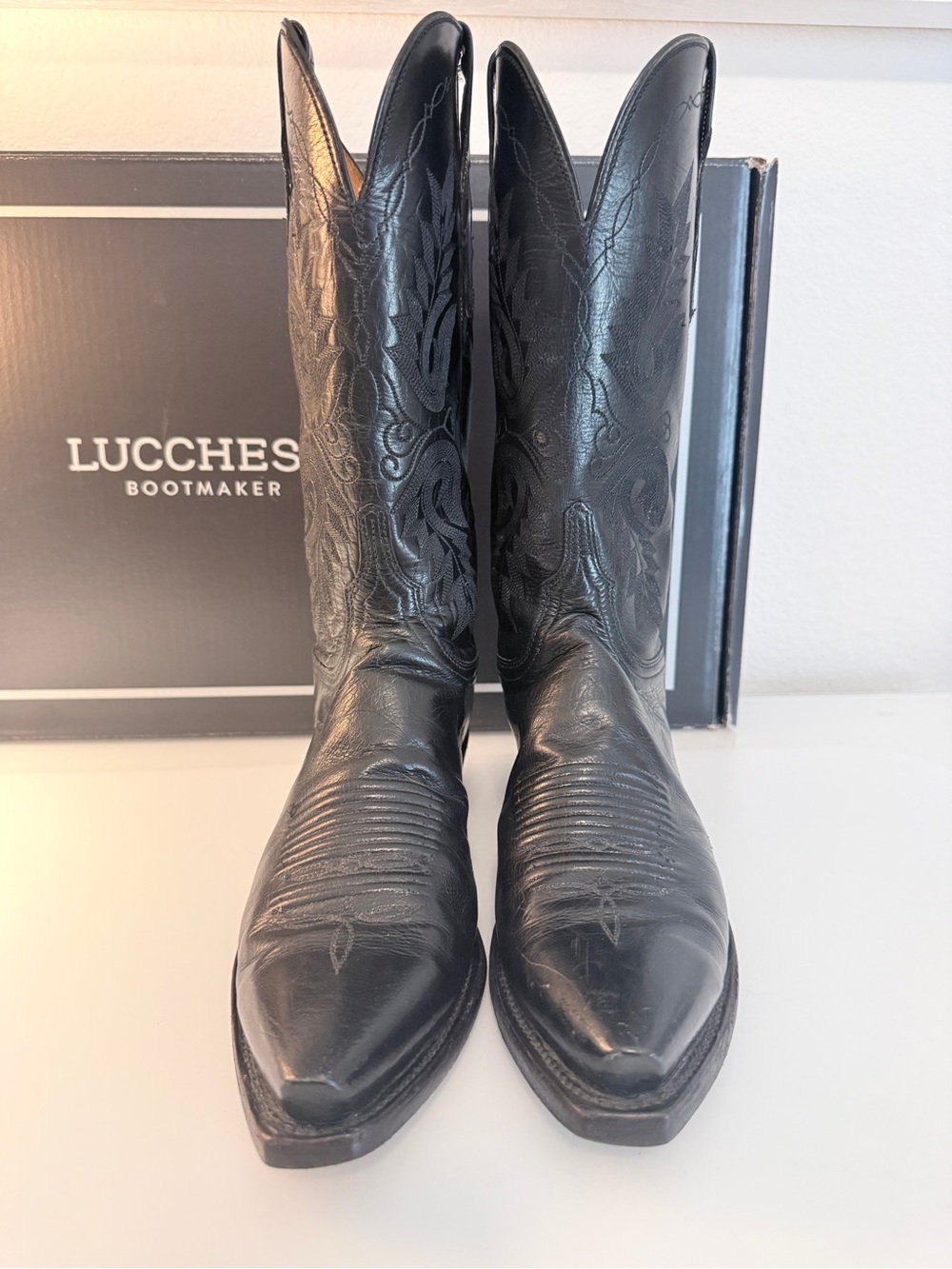 1883 by Lucchese N4501-54 Women’s 9C Black Burnished Buffalo Snip Toe Boots USA - Picture 9 of 11